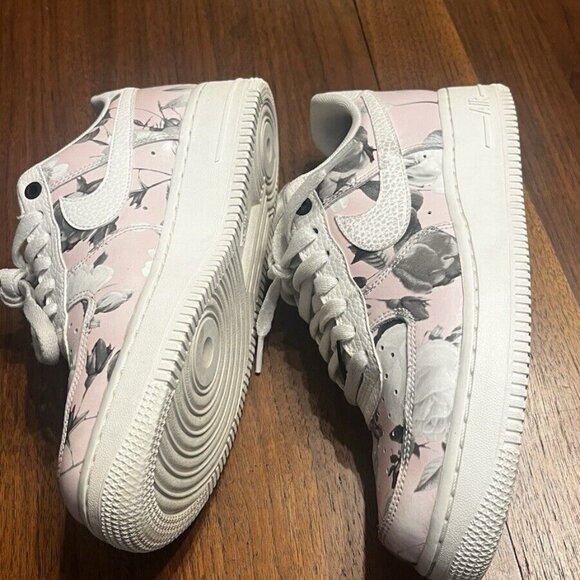 Nike Air Force 1 Low Floral Pink Grey Sneakers Women's Size 8 - Picture 5 of 10